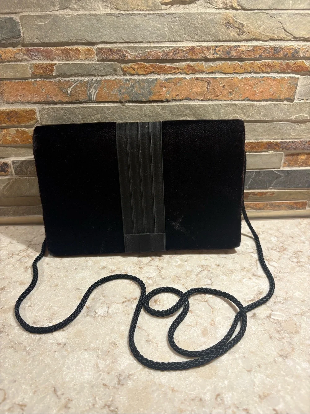 Classic Black Velvet Crossbody Clutch - Elegant Evening Bag